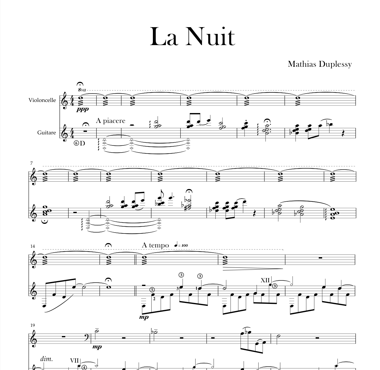 La Nuit - partition - score